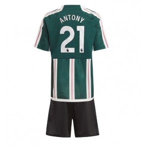 Maillot de foot Manchester United Antony #21 Extérieur enfant 2023-24 Manches Courte (+ pantalon court)